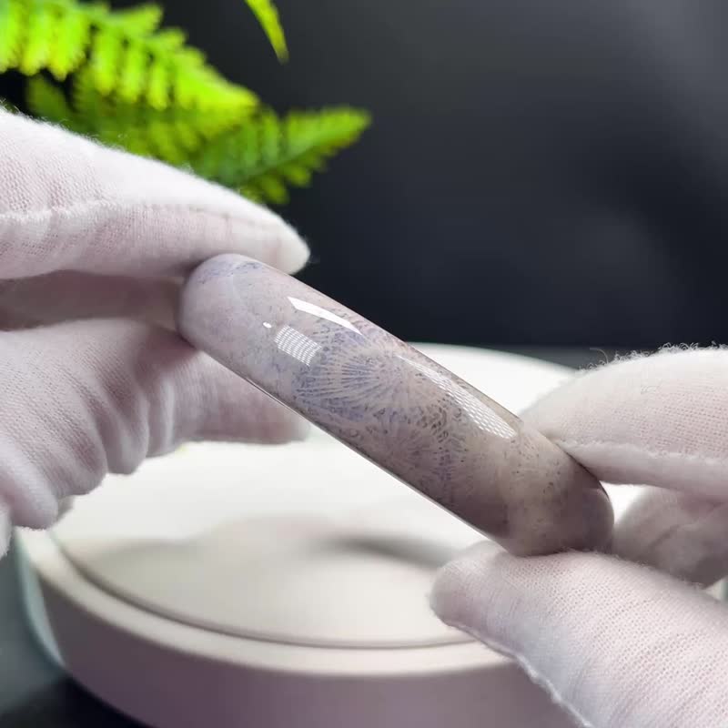 精美 灰蓝珊瑚玉手镯 54+MM 高瓷玉化太阳花 热情积极乐观魅力 - 手链/手环 - 玉石 
