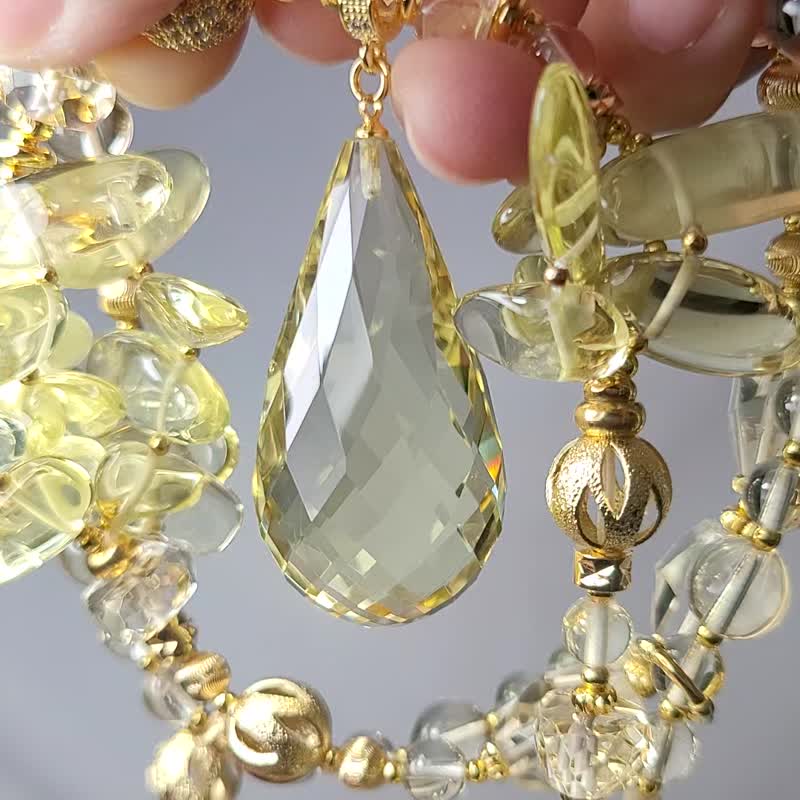 顶级 黄水晶 全美 柠檬黄 招财 花开富贵 事业 大宝石 项链 单品 - 项链 - 宝石 黄色