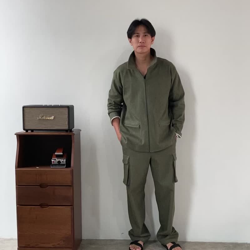 Blue &amp; J Natural Cotton Jacket Cotton Mens Jacket Minimal Mens Jacket -Green - 男装外套 - 棉．麻 绿色