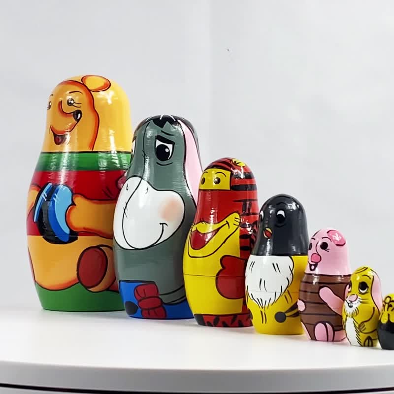 Matryoshka Nesting Dolls with Characters from Animated Series Winnie the Pooh - 玩具/玩偶 - 木头 多色