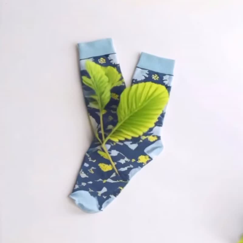 蕨织缇花中筒袜2.0 - 过沟菜蕨 | 袜子 女生礼物 百搭 蕨类 植物 - 袜子 - 聚酯纤维 绿色