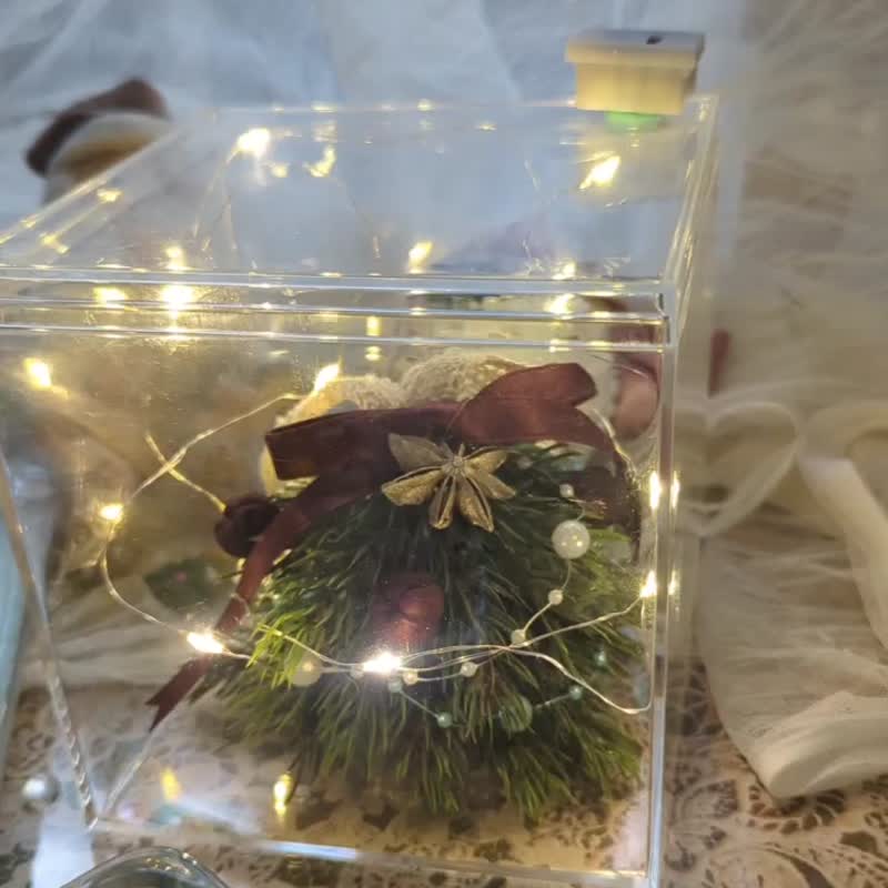 圣诞礼盒-拟真迷你圣诞树挂饰之景观盒 - 干燥花/捧花 - 植物．花 粉红色