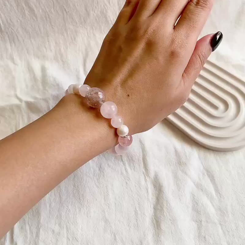 【Cinnamonmon 希娜梦梦】粉红泡泡 | 精油手链 - 手链/手环 - 玻璃 