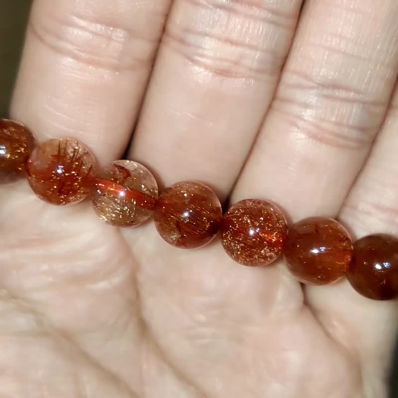 红铜发晶 Rutilated Quartz 手串 巴西 9mm 天然水晶 - 手链/手环 - 水晶 