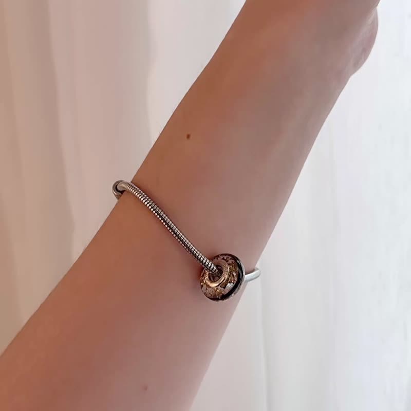 不锈钢 金箔色潘朵拉 胎毛纪念品 蛇骨链 - 婴儿饰品 - 不锈钢 