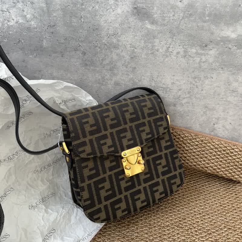 中古包 Fendi 芬迪 经典老花小方胖包 - 手提包/手提袋 - 其他材质 咖啡色