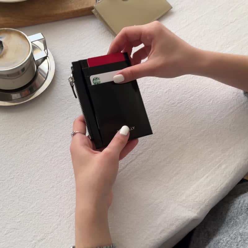 韩国The Ally | WENDY WALLET | 4色 | 钱包散子 - 皮夹/钱包 - 真皮 咖啡色