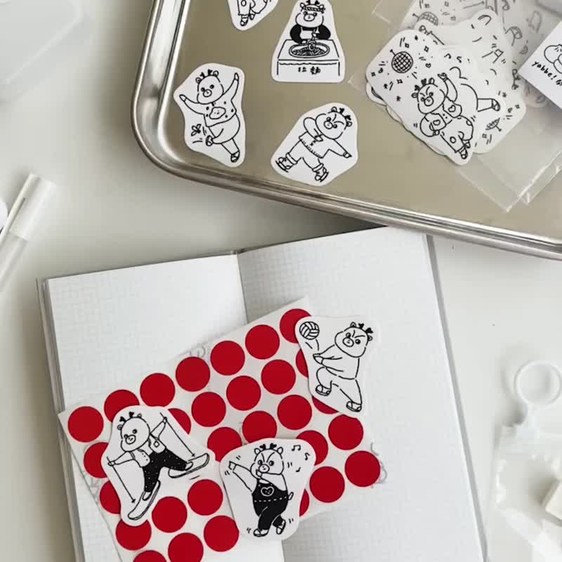 开心动物园-小鹿黑白线条贴纸包/手帐贴纸 - 贴纸 - 纸 黑色