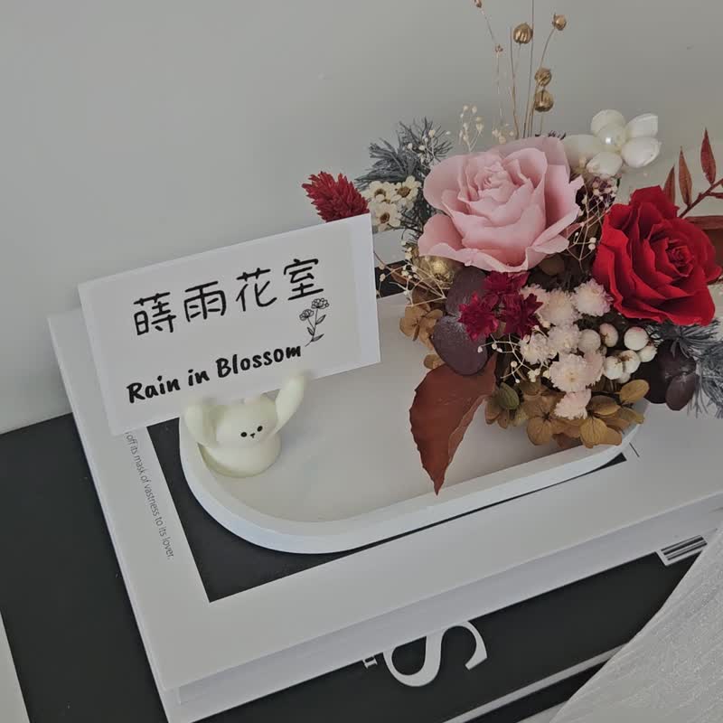 多色 永生玫瑰扩香石名片座 开幕花礼 祝贺花礼 - 干燥花/捧花 - 植物．花 多色