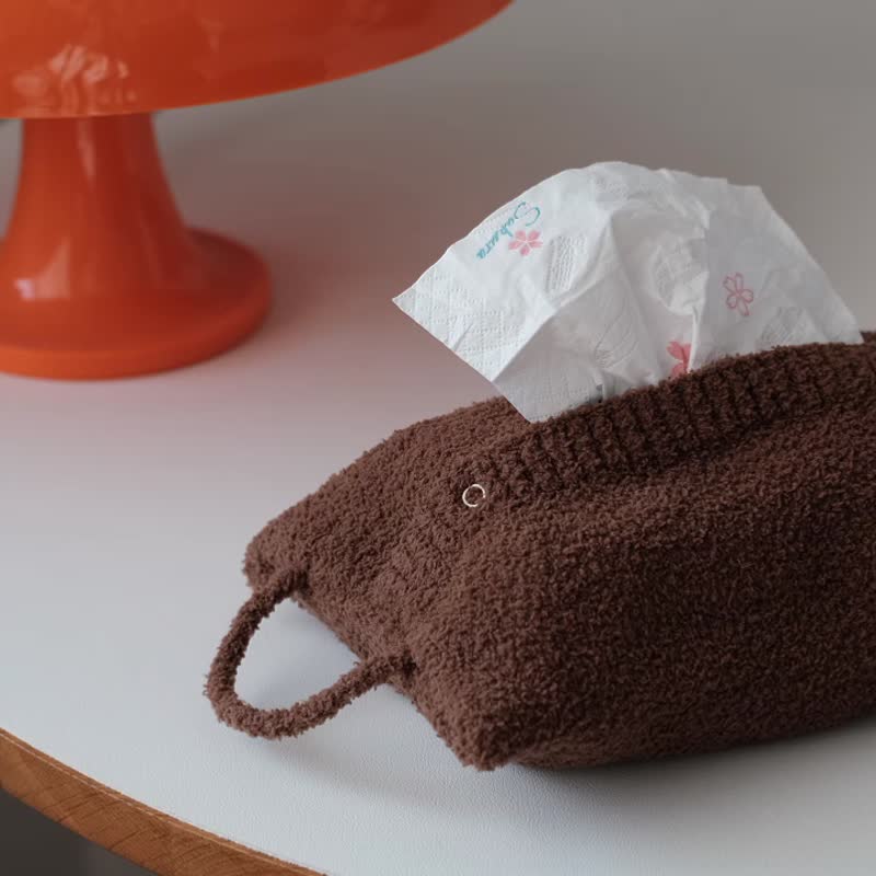 软糯珊瑚绒抽纸巾装饰袋 圣诞冬日礼物 按扣设计军绿色纸巾包 - 纸巾盒 - 聚酯纤维 绿色