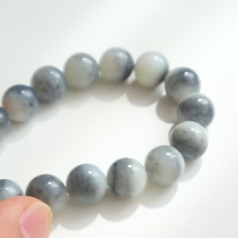 天然和田玉手链 青花籽料手链 聚墨青花 意境优美  12mm - 手链/手环 - 玉石 