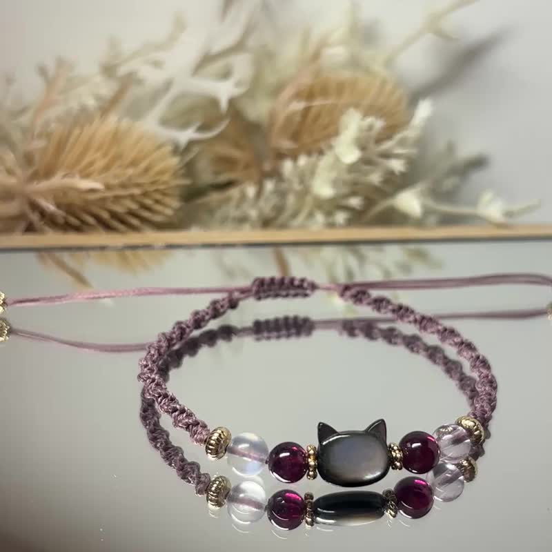 红石榴*紫水晶*月光石_黑猫小步舞曲 - 手链/手环 - 水晶 紫色