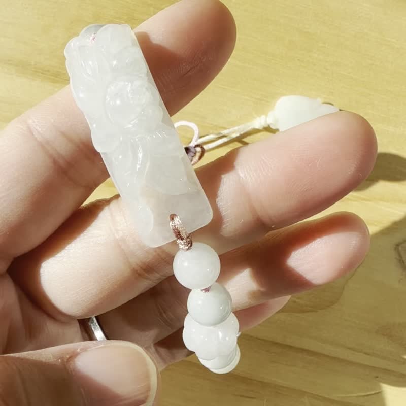 手工編織翡翠手链 —莲语呢喃 - 手链/手环 - 玉石 蓝色