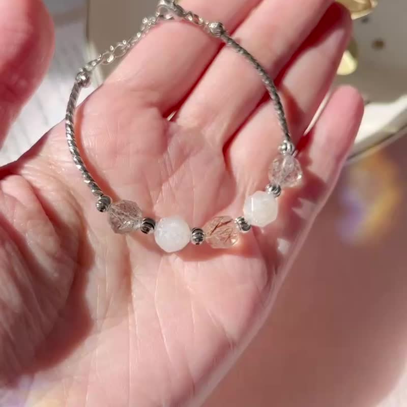 Starcut 水晶 月亮石 黑金超七 财运 爱情运 星钻 水晶 手链 手链 - 手链/手环 - 水晶 白色