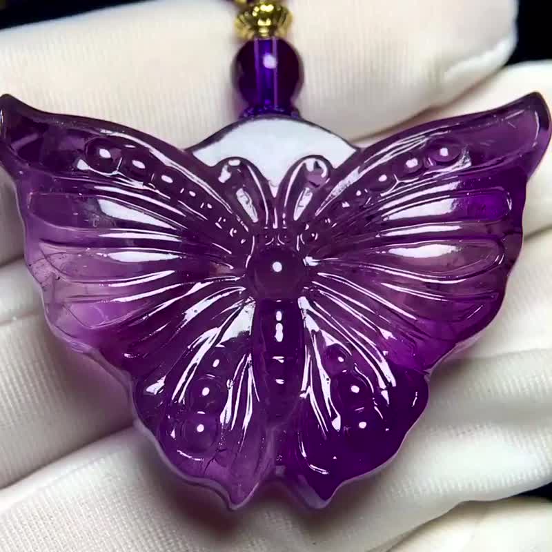 九紫离火运天然紫水晶蝴蝶吊坠  今年最流行的款式  雕工精美 - 吊饰 - 玉石 