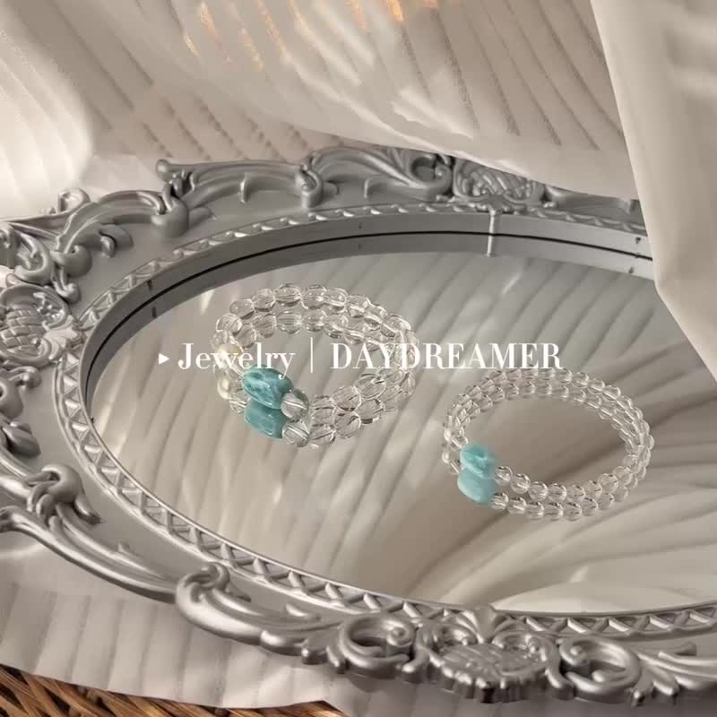 拉利玛海纹石淡水珍珠 A 体高品白水晶设计款手链 - 项链 - 水晶 蓝色