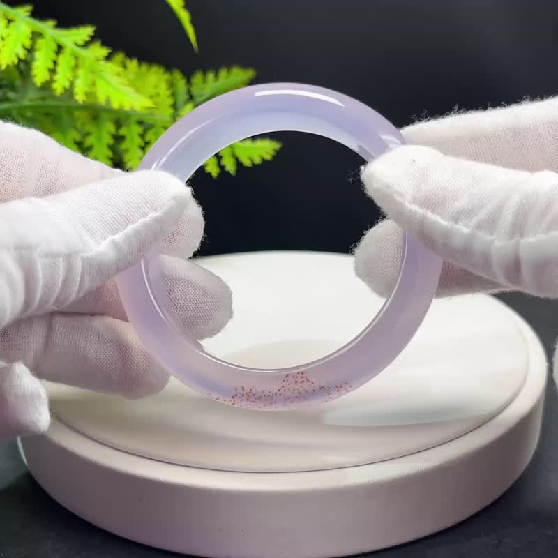 高品质 马达加斯加紫 玛瑙手镯 54MM 高冰润干净起刚龙鳞纹朱砂点 - 手链/手环 - 半宝石 紫色