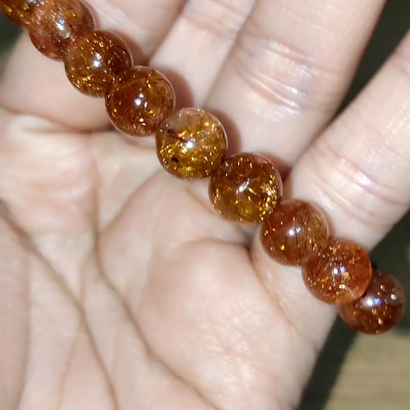 巴西 8.5mm 9mm 红铜发晶 Rutilated Quartz 手串 - 手链/手环 - 水晶 