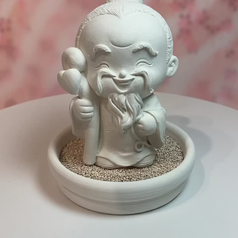 净念吉祥小佛之月下老人 - 中盘组 精油可加选 圭藻土Q版公仔 - 玩偶/公仔 - 其他材质 白色