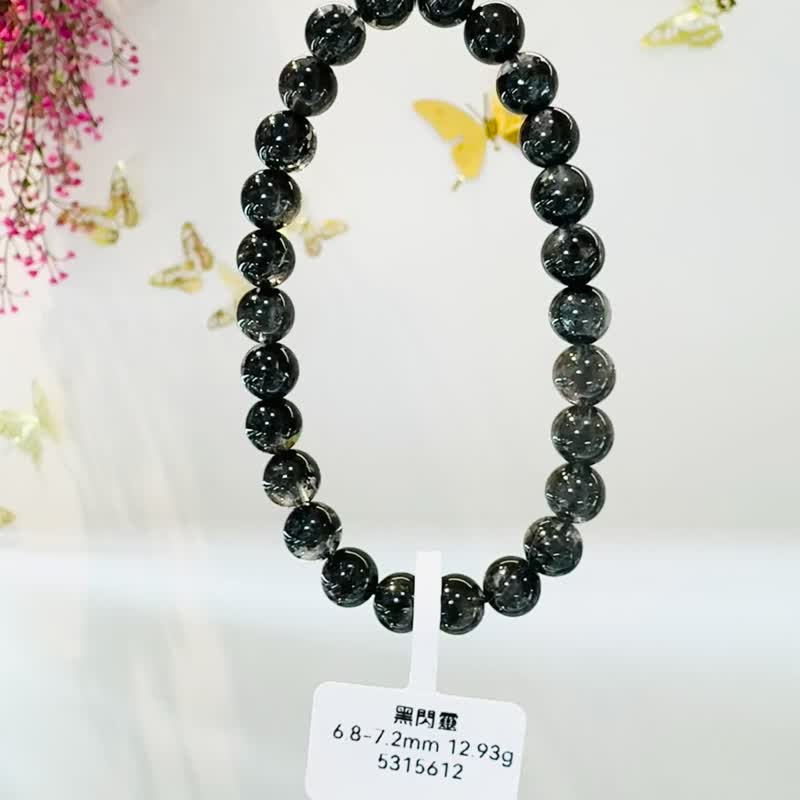 最高级数油墨晶黑武士黑闪灵6.8-7.2mm12.93g净化消负能量防噩梦 - 手链/手环 - 水晶 黑色
