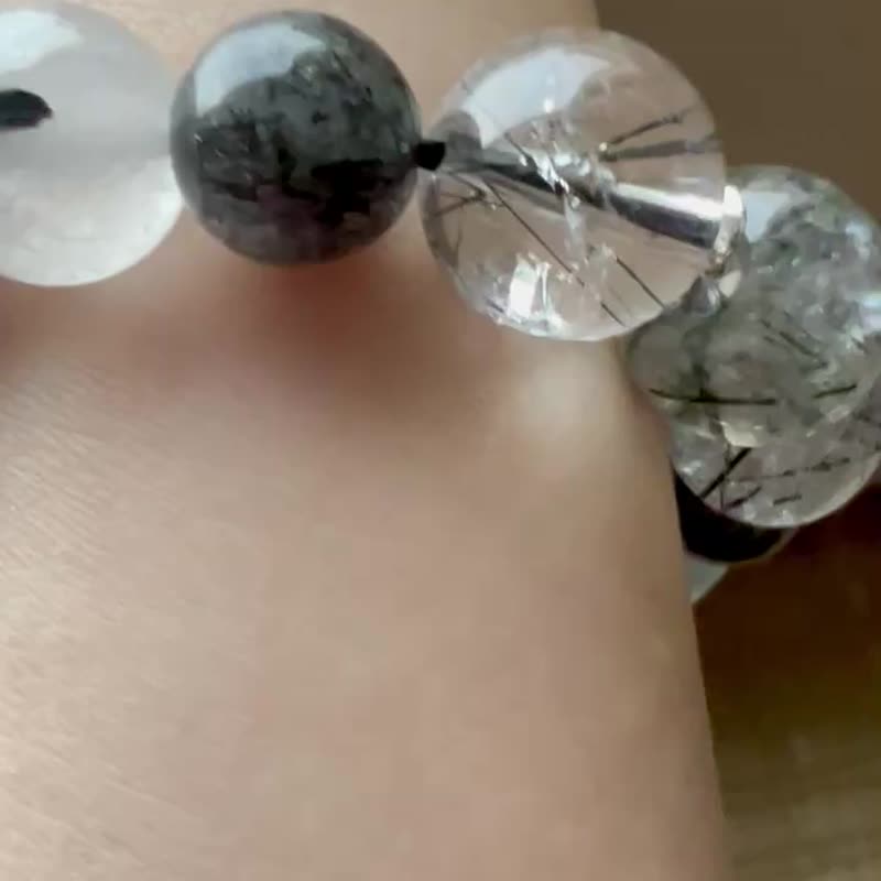 ||心铎|| 海底轮能量手环。能量清理 黑发晶/黑曜石/茶晶/925银 - 手链/手环 - 水晶 黑色