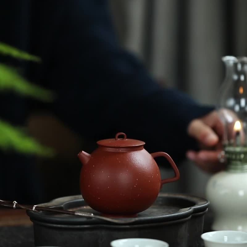 新派茶器 福帽壶 原矿朱泥全手工宜兴紫砂壶泡茶壶茶具180cc - 茶具/茶杯 - 陶 红色