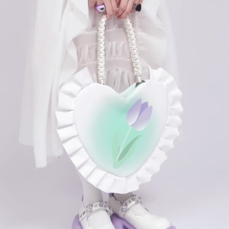 rebirth野生设定辣妹高级郁金香花朵爱心包编织腋下斜挎女士包袋 - 侧背包/斜挎包 - 人造皮革 