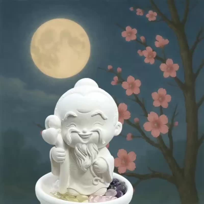 月下老人 五行水晶香氛小盘套组 祈愿良缘 赠5ML精油 - 香薰/精油/线香 - 水泥 白色