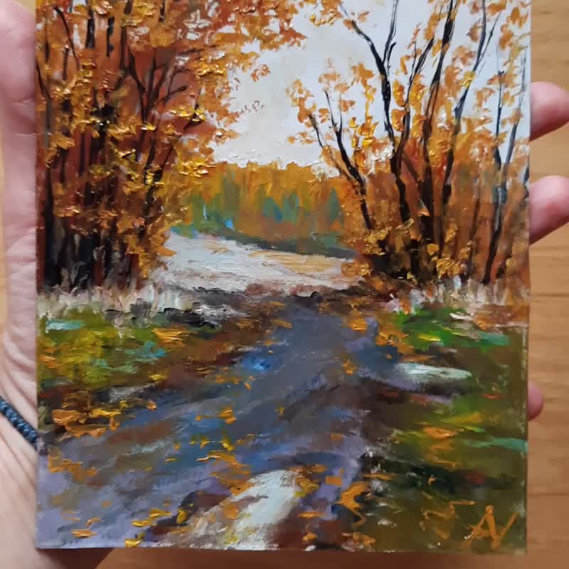 秋季原创油画：缤纷印象派艺术作品，厚涂微型画 - 墙贴/壁贴 - 纸 