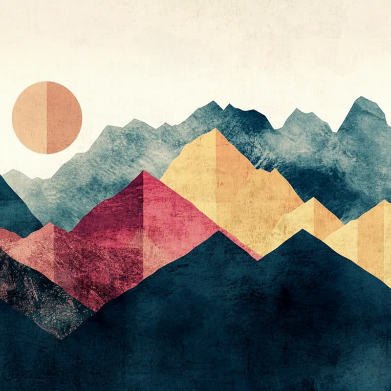 山色幻境 北欧几何版画 现代简约山脉 客厅卧室时尚艺术微喷挂画 - 海报/装饰画/版画 - 棉．麻 