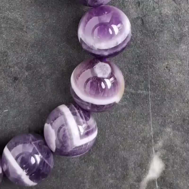 狗牙紫晶手珠 梦幻紫水晶 7mm 8mm 9mm 10mm 11mm - 手链/手环 - 半宝石 紫色
