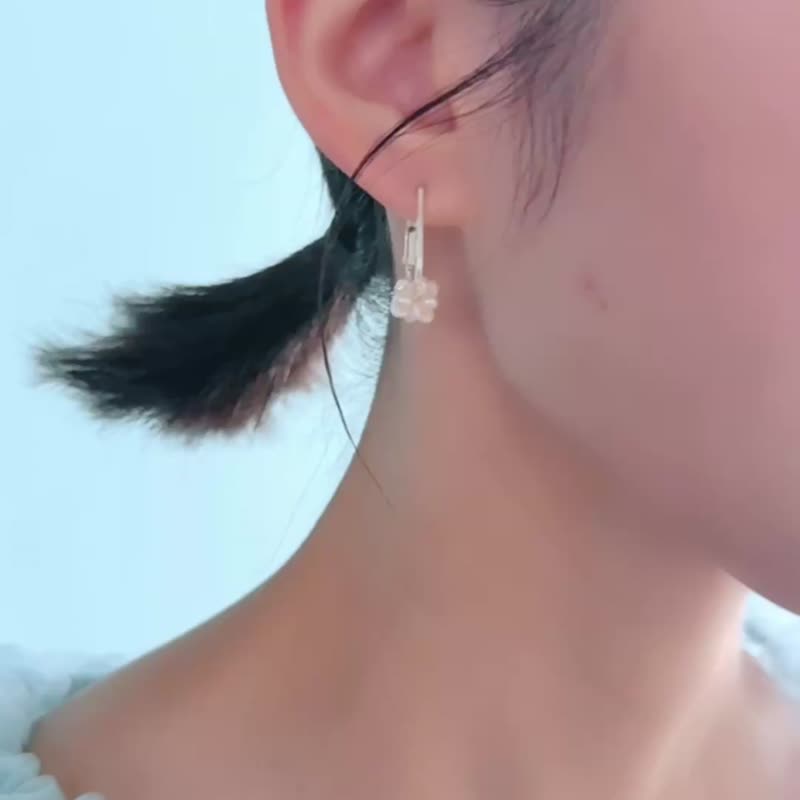 月白系 | 晨月 - 纯银 巴洛克珍珠 天然珍珠 几何 轻珠宝 耳环 - 耳环/耳夹 - 纯银 银色