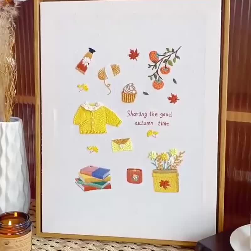 春夏秋冬系列刺绣手工diy材料包卡通相框画家居摆件送朋友礼物 - 海报/装饰画/版画 - 其他材质 