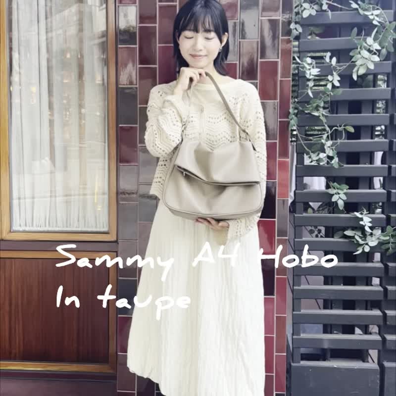 Sammy 慵懒感 长短带两用袋 大容量 电脑袋 斜背 上肩袋 灰泥 - 电脑包 - 人造皮革 卡其色