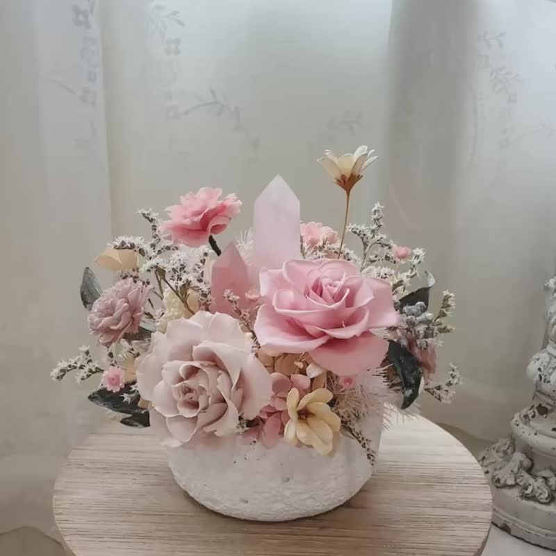 遇见花开。粉水晶 永生花 盆花 - 植栽/盆栽 - 水晶 粉红色