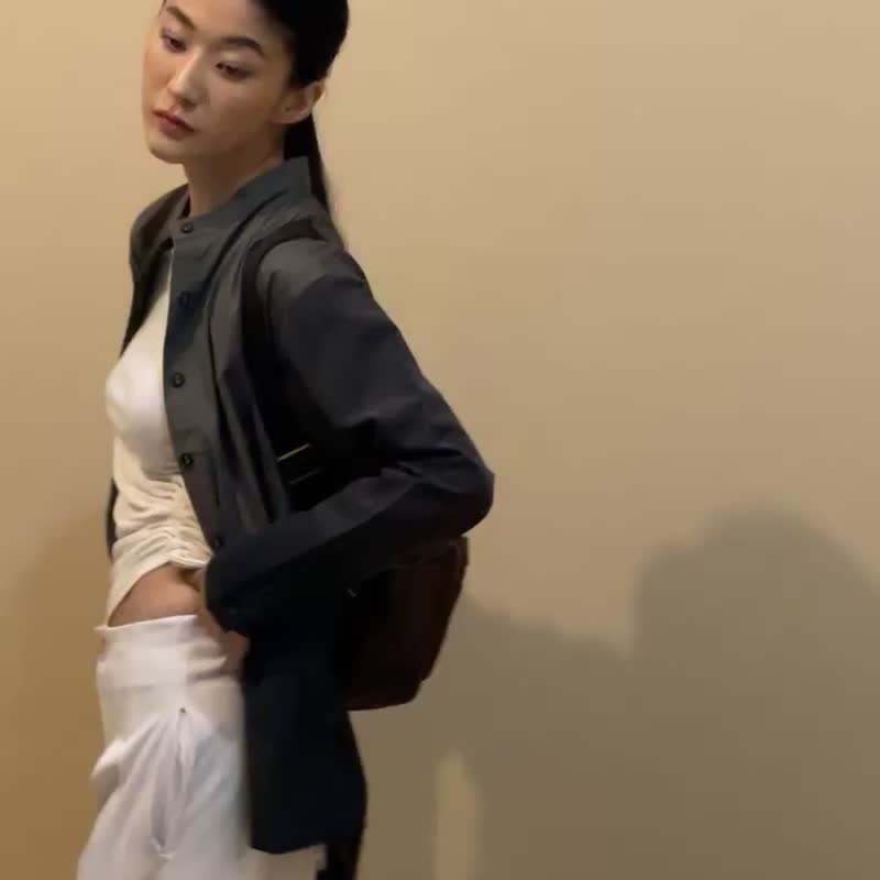 辫条装饰-二用肩背后背包-咖啡色 - 后背包/双肩包 - 真皮 咖啡色