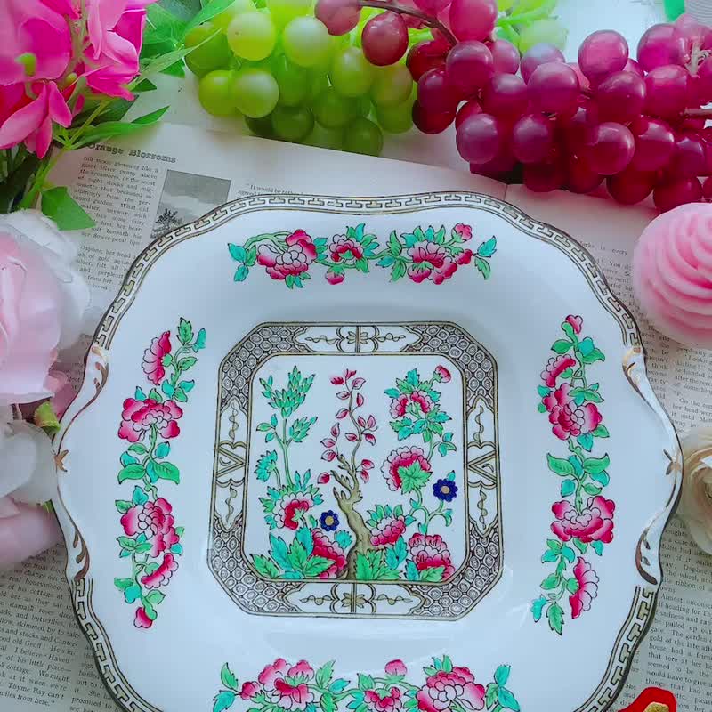 英国制 1910年纯手绘Indian tree 古董蛋糕盘 点心盘 库存品 - 盘子/餐盘/盘架 - 瓷 多色