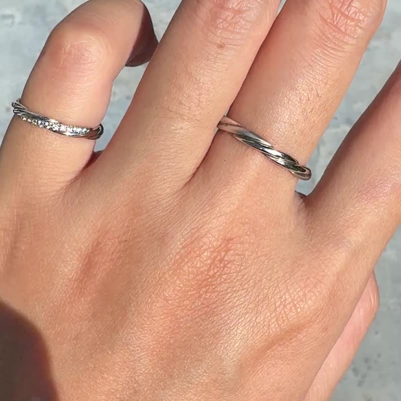 【情侣对戒】First Look 一眼爱上 • 纯银戒指厚镀18K金 • 婚戒 - 对戒 - 纯银 银色