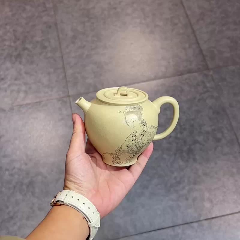 梦影 全手工容量290cc本绿壶嘴上翘俏皮可爱壶把舒展飘逸 - 茶具/茶杯 - 陶 
