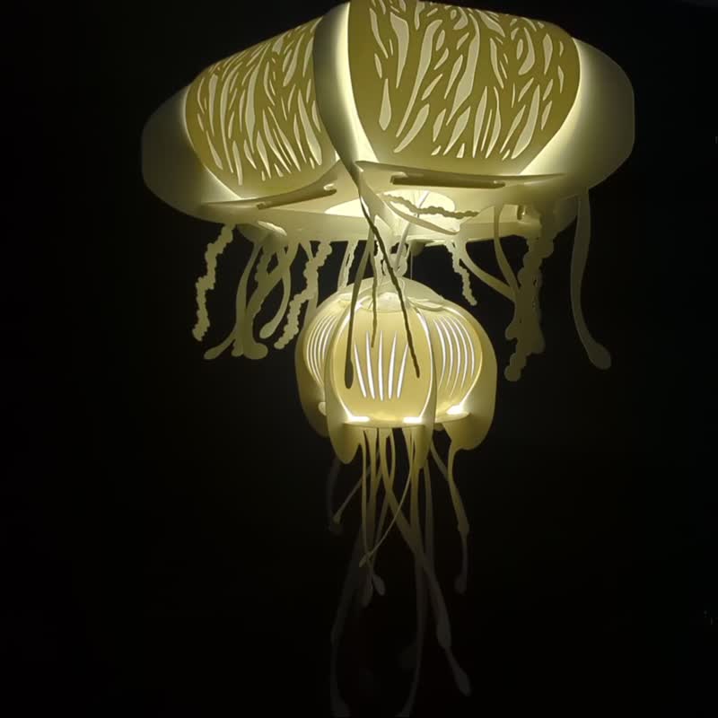 水母母子纸雕灯 - 木工/竹艺/纸艺 - 纸 白色