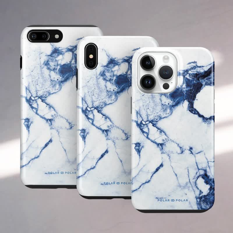 靛蓝古瓶云石纹 iPhone 17/16/15/14/13/12 MagSafe 手机壳 - 手机壳/手机套 - 塑料 蓝色