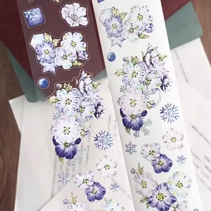 夢幻喜林草 - PET和紙膠帶花朵花卉插畫DIY手帳日誌裝飾素材 - 纸胶带 - 纸 多色