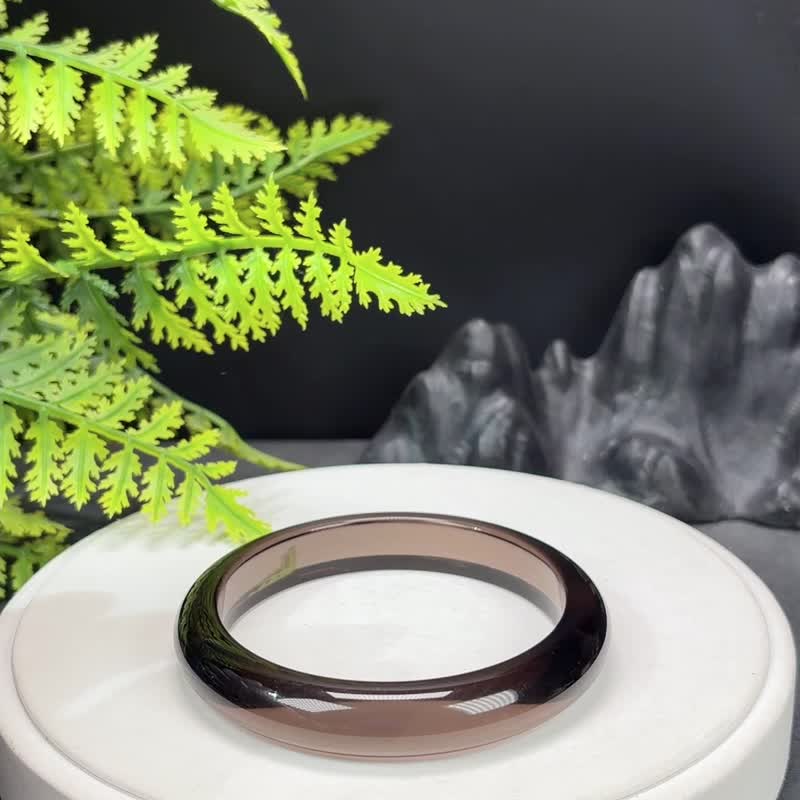 玻璃体冰曜石手镯 61+MM 高冰透黑曜石手环 财富繁荣吉祥乐观信心 - 手链/手环 - 半宝石 黑色