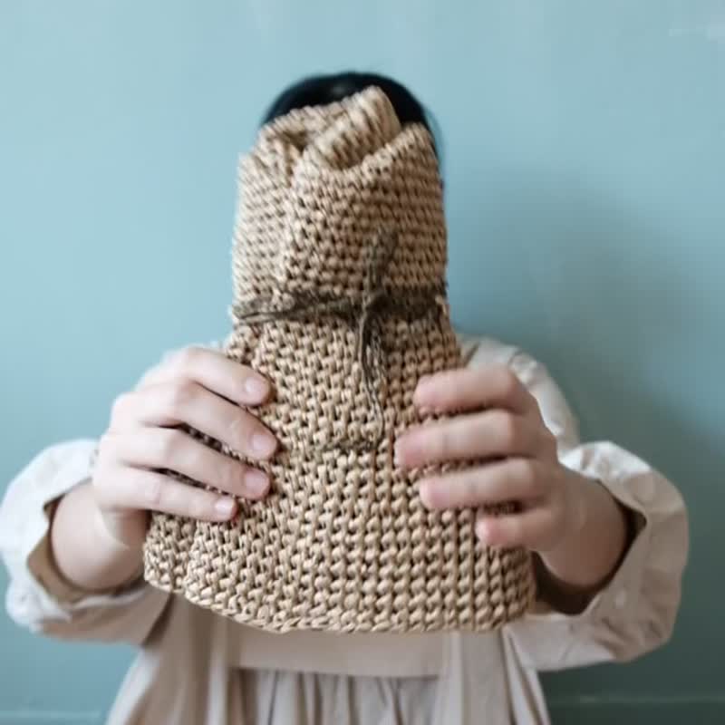 材料包 轻便卷心遮阳帽 编织草帽手作材料包 - 编织/刺绣/羊毛毡/裁缝 - 纸 