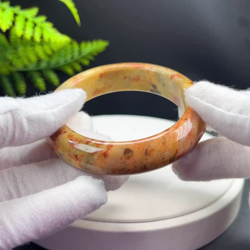 精美 墨西哥疯狂玛瑙手镯 56MM 高瓷玉化多彩云状锦纹 疗愈护身符 - 手链/手环 - 半宝石 多色