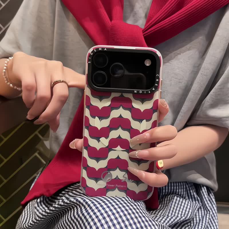 【隐藏式磁吸】Shr辛昀铝合金按键全磨砂防摔防刮iPhone17p-17pm - 手机壳/手机套 - 塑料 红色