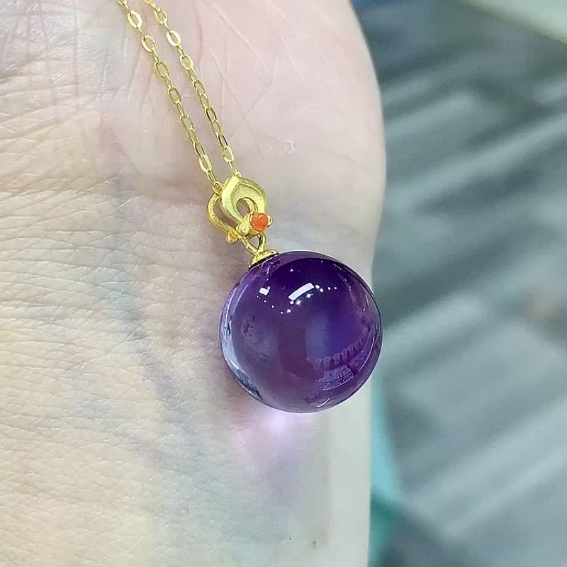 巴西天然紫水晶平安扣面包圈吊坠晶体通透天然原色佩带顺顺利利 - 手链/手环 - 水晶 