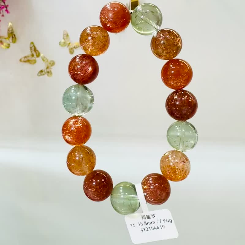 精品天然浓色阿鲁沙15-15.8mm77.96g共生水晶化太岁辟邪贵人运 - 手链/手环 - 水晶 