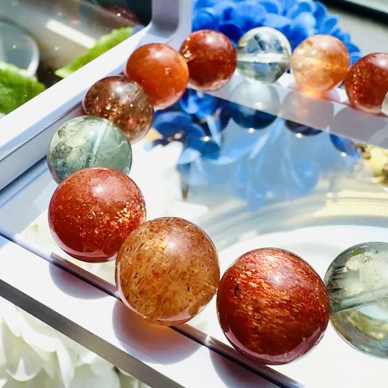 精品天然浓色阿鲁沙 15-15.8mm77.96g 共生水晶化太岁辟邪贵人运 - 手链/手环 - 水晶 