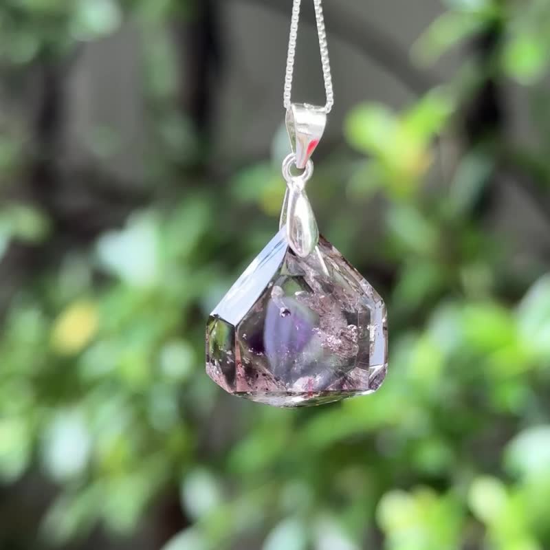 一图一物│紫黑毒液超级七能量水晶项链 S925纯银 矿物明显 开运 - 项链 - 水晶 黑色